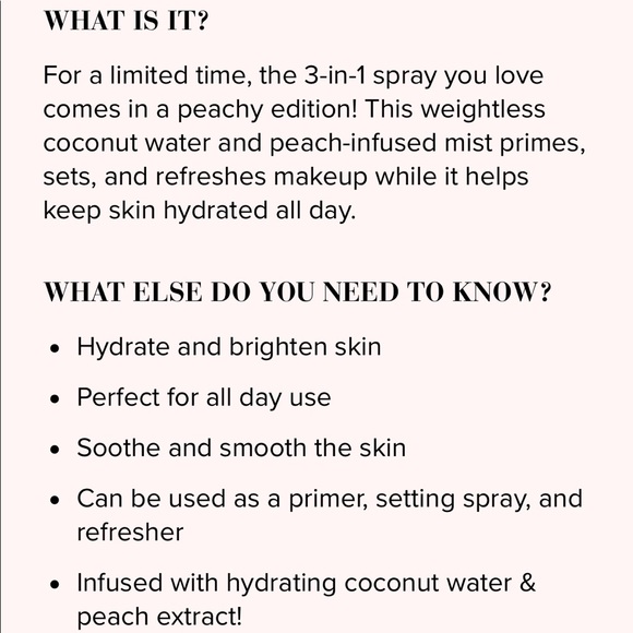 🆕Too Faced Hangover Rx 3-in-1 Peach Setting Spray - Picture 3 of 3